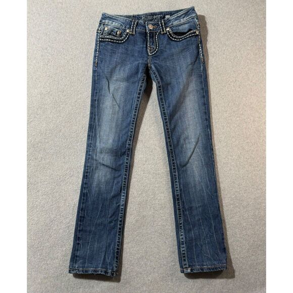 Miss Me Jeans Womens 28 Blue Irene Skinny Flap Pockets Low Rise Stretch Denim - Picture 1 of 12